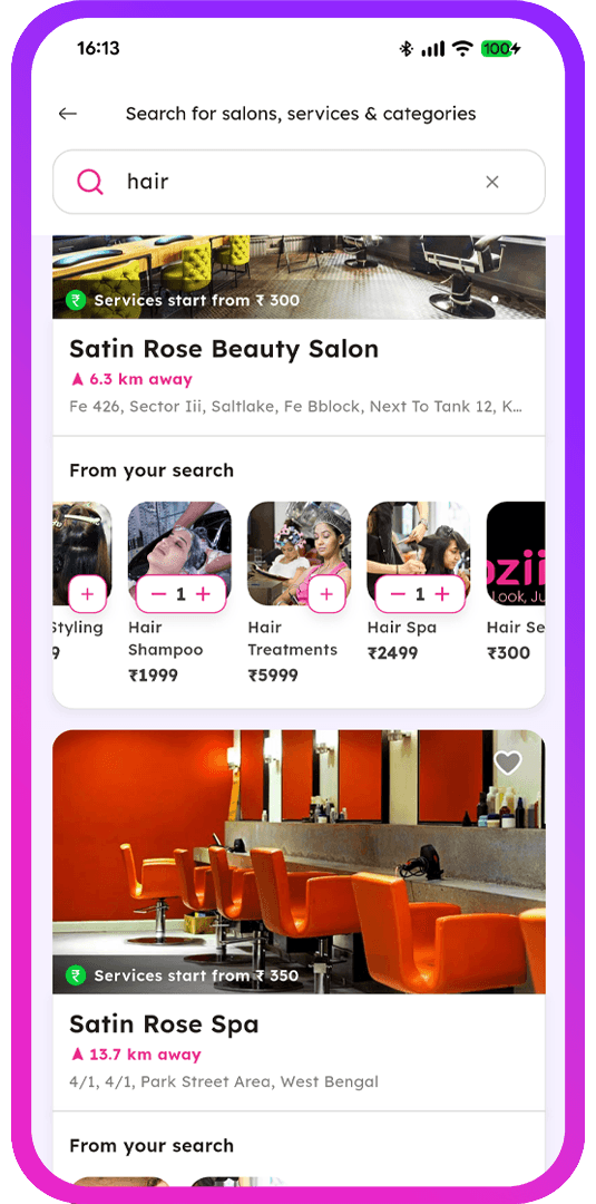 Customer search screen