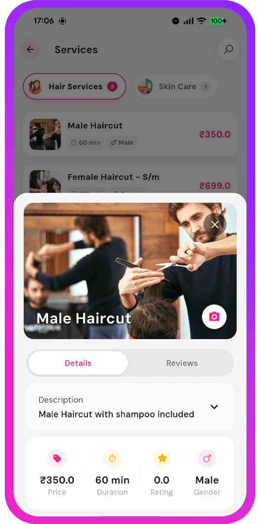 Partner services management screen